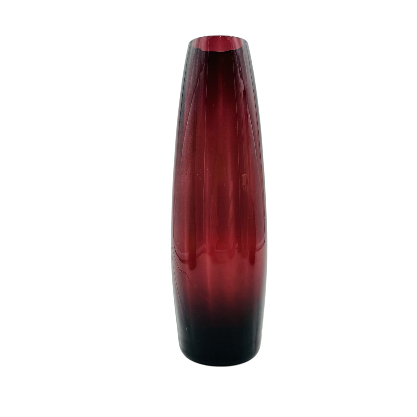 Mid Century Blumenvase lila amethyst farben 60er 70er Jahre Deko aus Glas