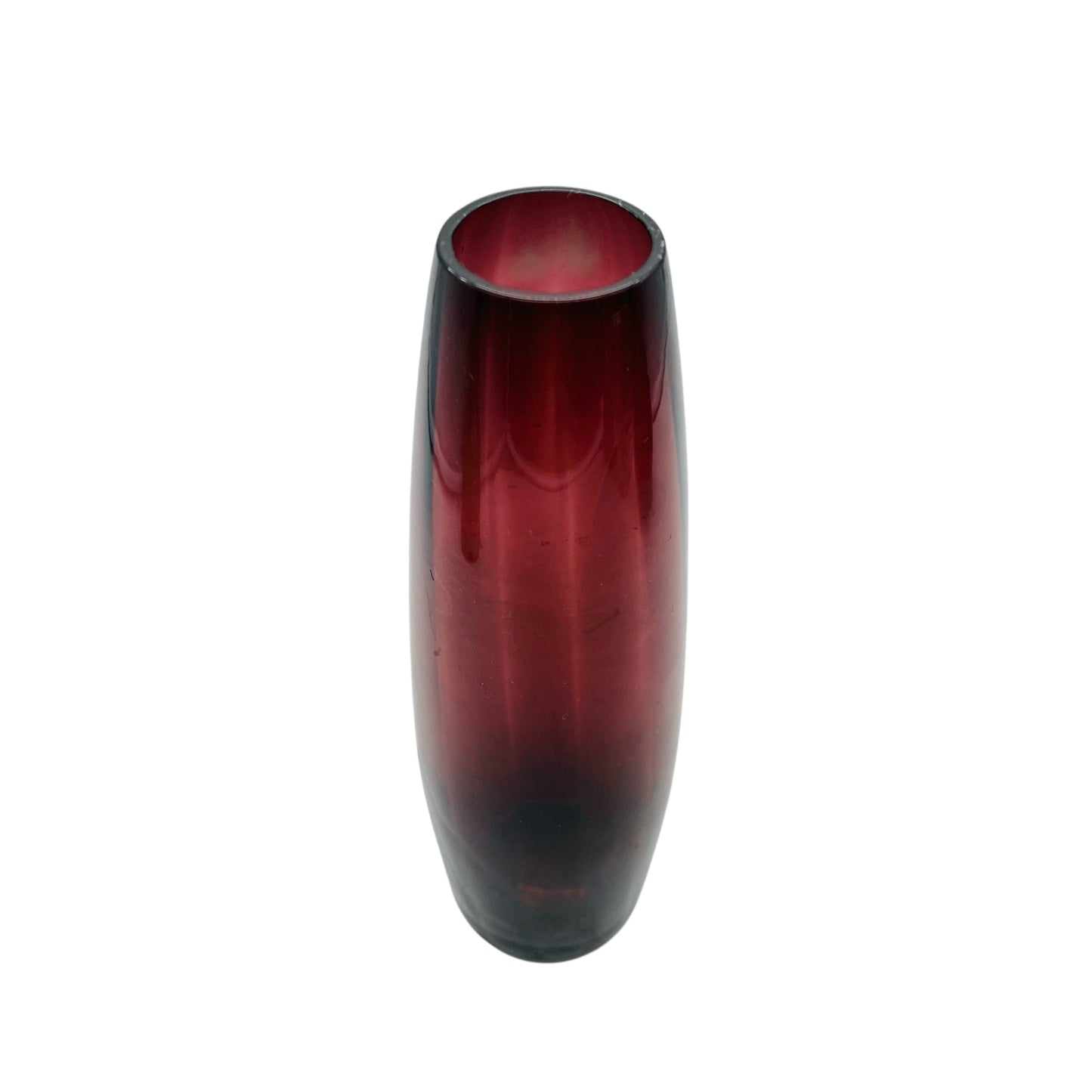 Mid Century Blumenvase lila amethyst farben 60er 70er Jahre Deko aus Glas