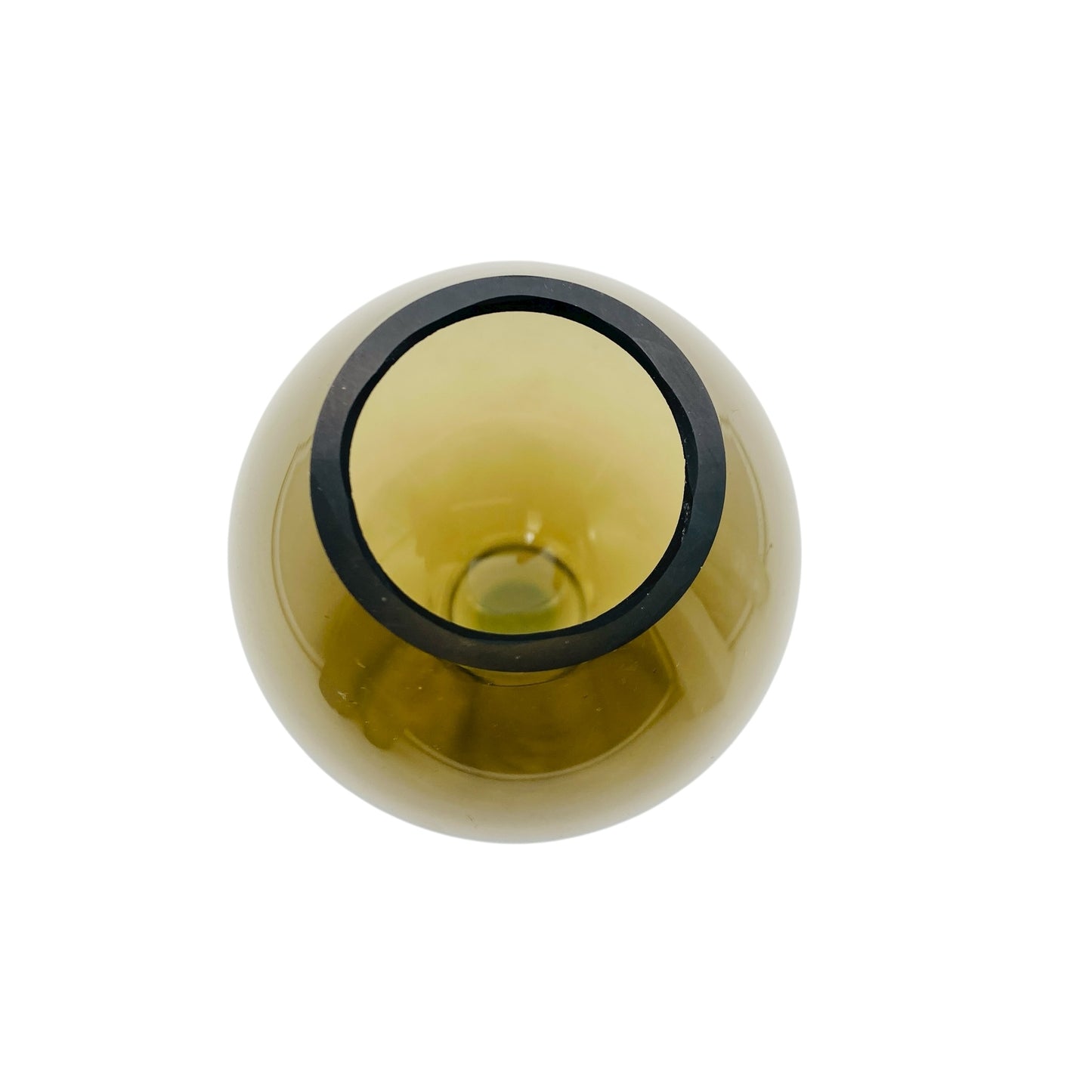 Mid Century Dekoration Stielglas Rauchglas transparent 60er 70er Jahre beschliffener Rand H 20,2 cm