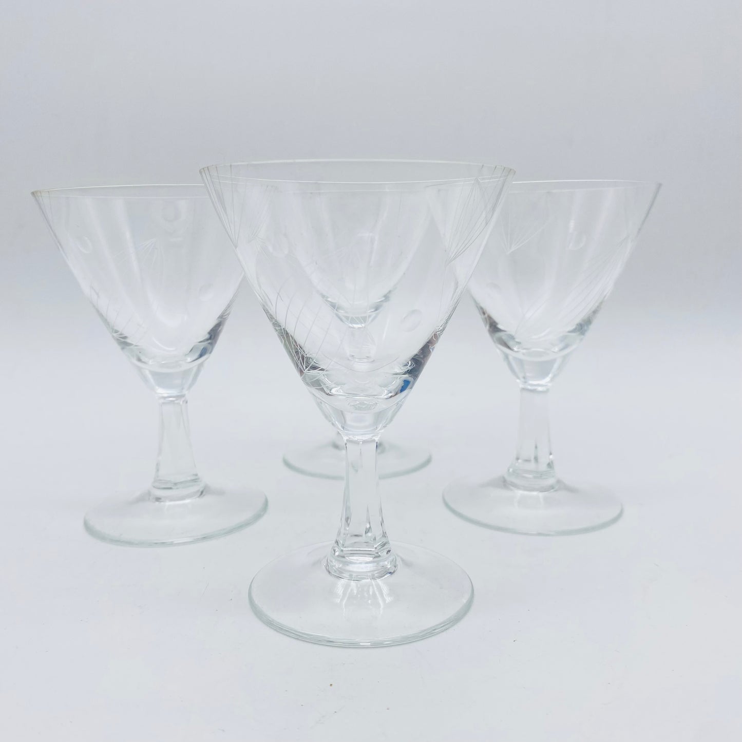 Mid Century Gläser Set Linsen Blätter Schliff Weingläser 60er Jahre