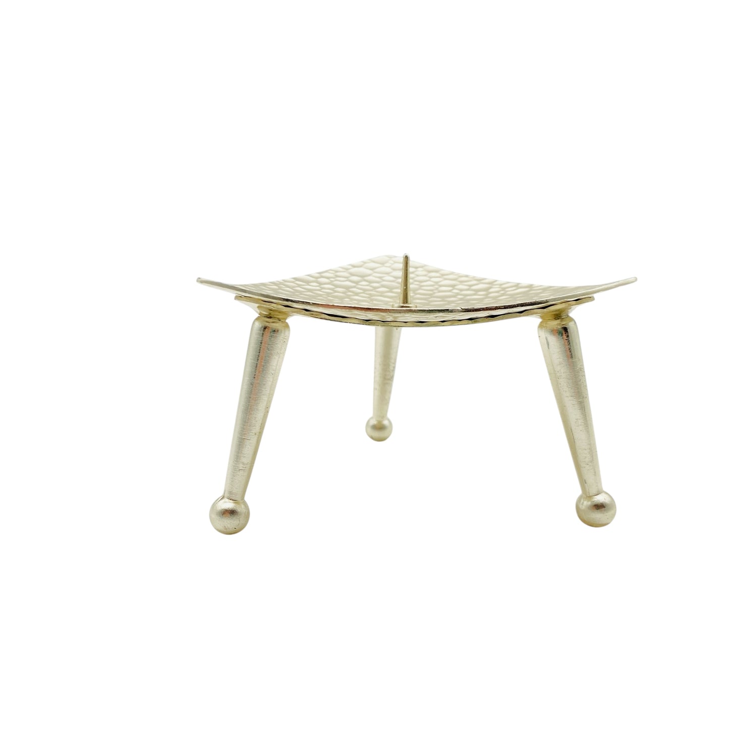 Mid Century Kerzenständer aus Aluminium Gold farben Hammerschlag Optik 60er 70er Vintage