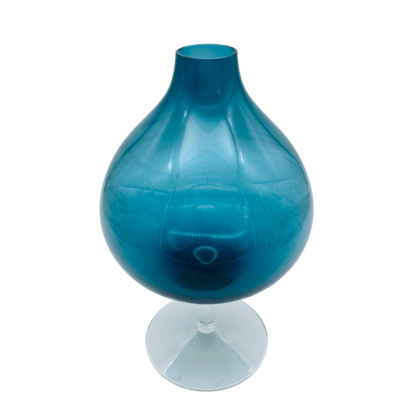 Mid Century Lounge Vase Glas 60er 70er Jahre blau