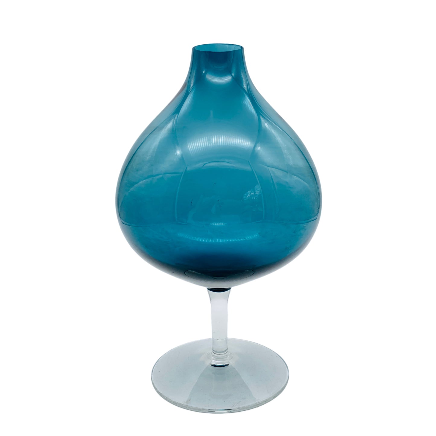 Mid Century Lounge Vase Glas 60er 70er Jahre blau