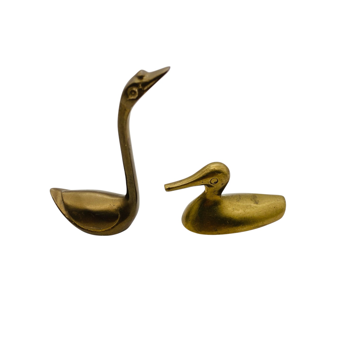 Mid Century Messing Figuren schwimmende Schwäne Enten Gänse Dekoration 50er 60er Jahre