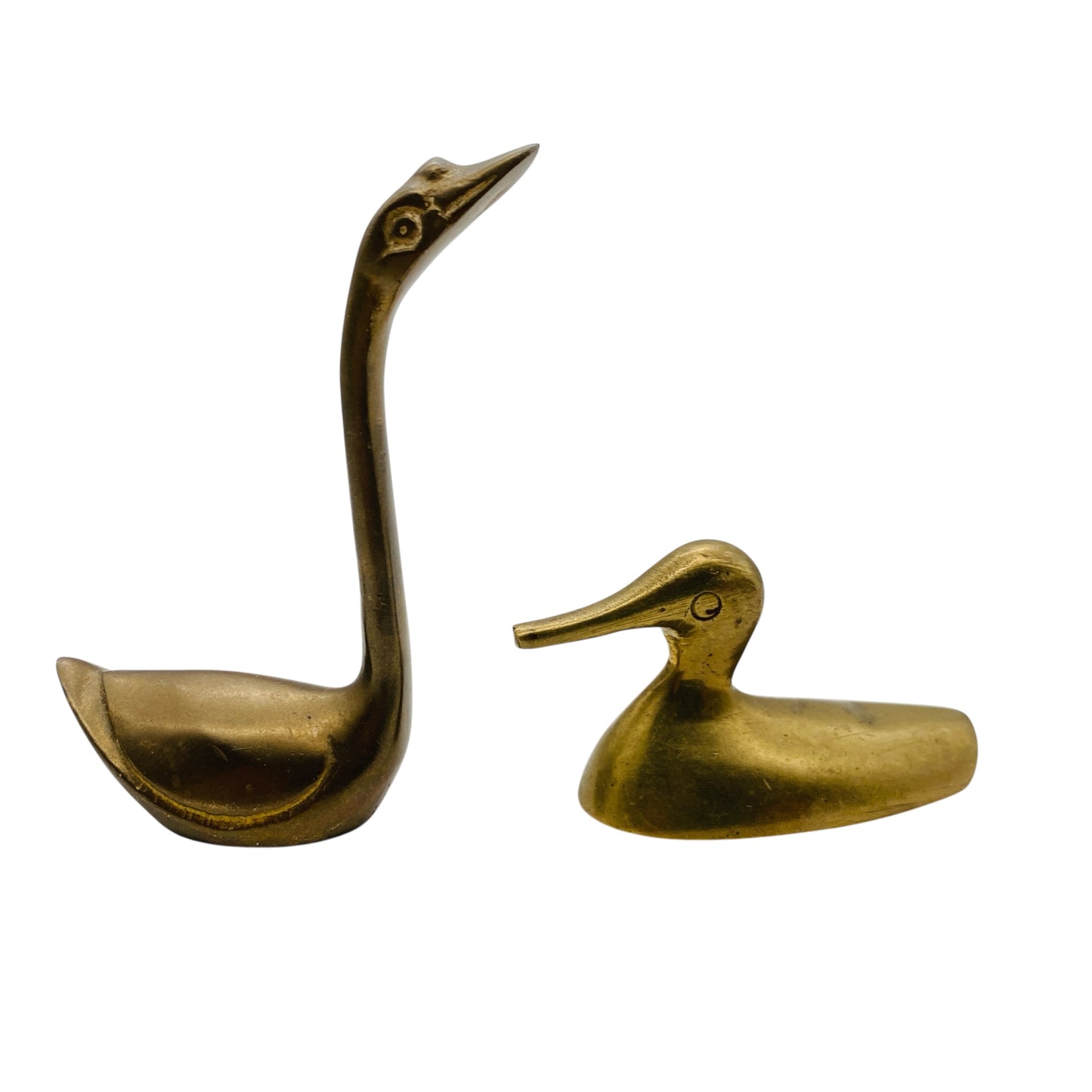 Mid Century Messing Figuren schwimmende Schwäne Enten Gänse Dekoration 50er 60er Jahre