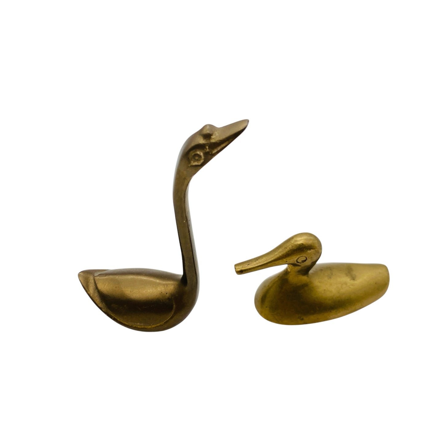 Mid Century Messing Figuren schwimmende Schwäne Enten Gänse Dekoration 50er 60er Jahre