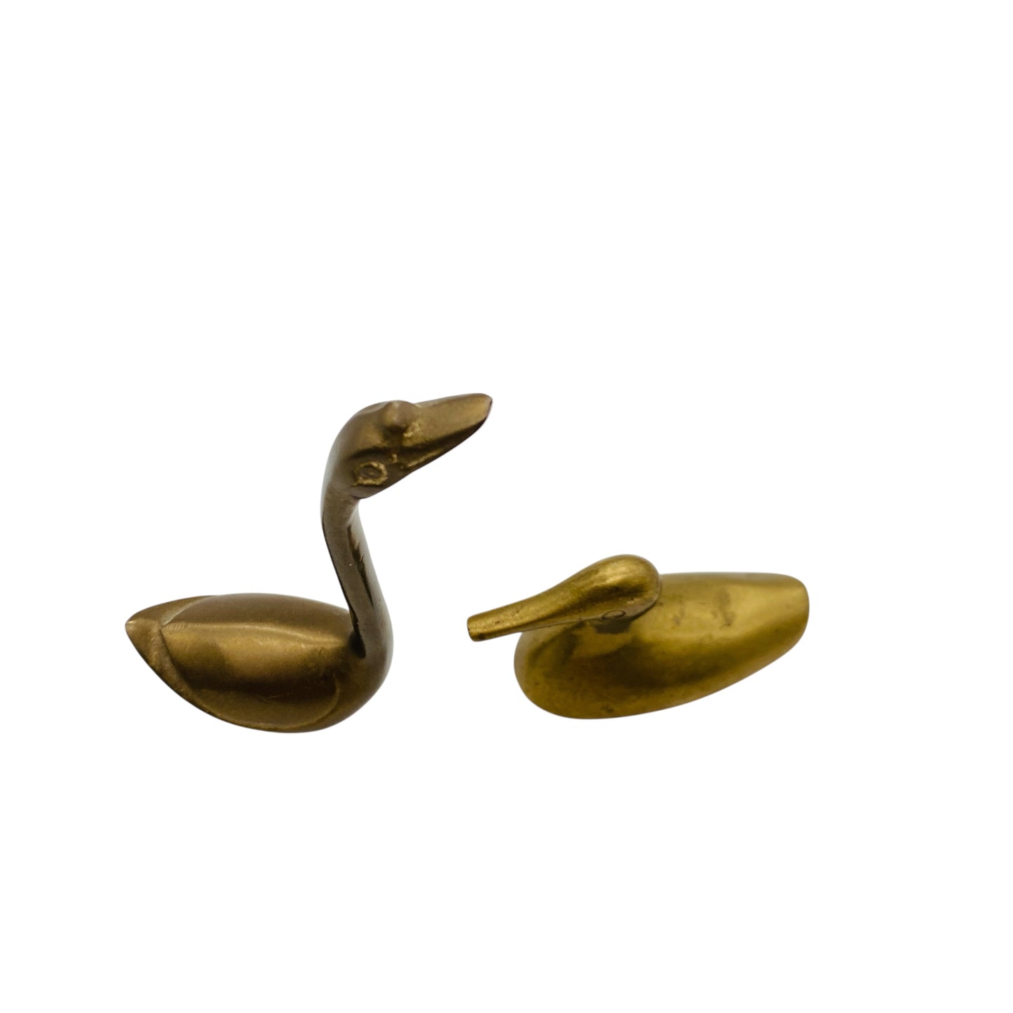 Mid Century Messing Figuren schwimmende Schwäne Enten Gänse Dekoration 50er 60er Jahre
