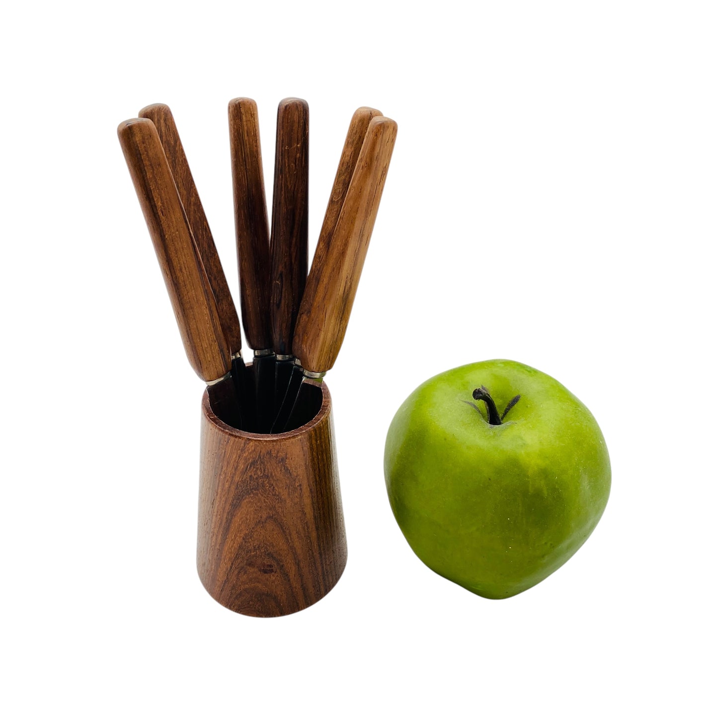 Mid Century Obstmesser Apfelmesser Orangenmesser 6er Set für Dessert Holzgriff