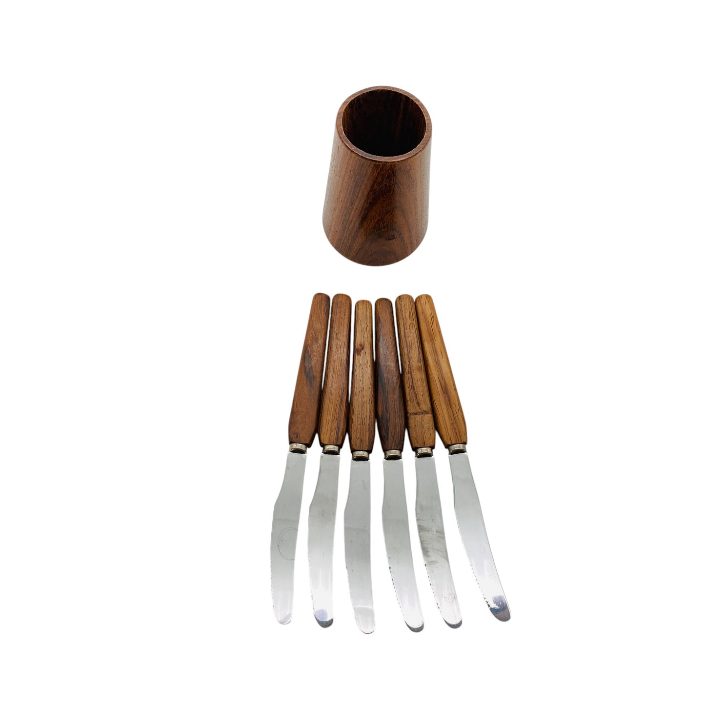 Mid Century Obstmesser Apfelmesser Orangenmesser 6er Set für Dessert Holzgriff