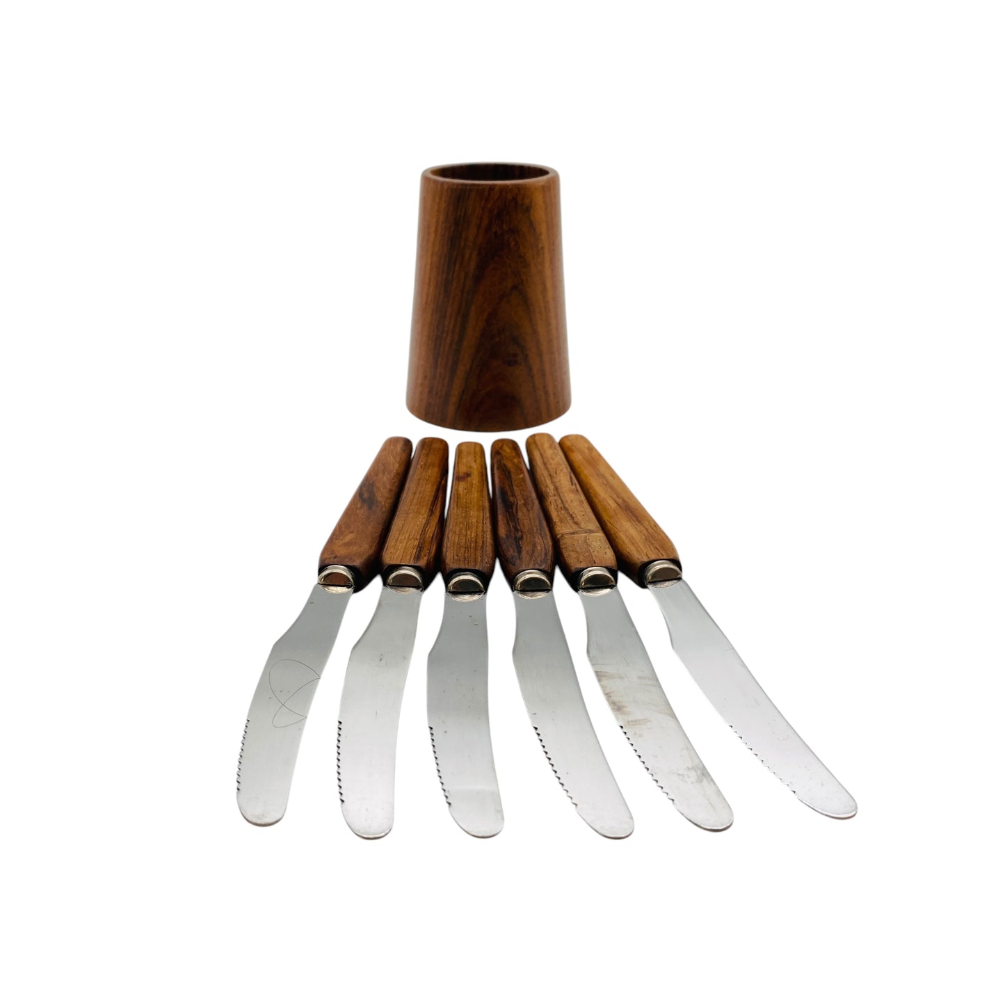 Mid Century Obstmesser Apfelmesser Orangenmesser 6er Set für Dessert Holzgriff