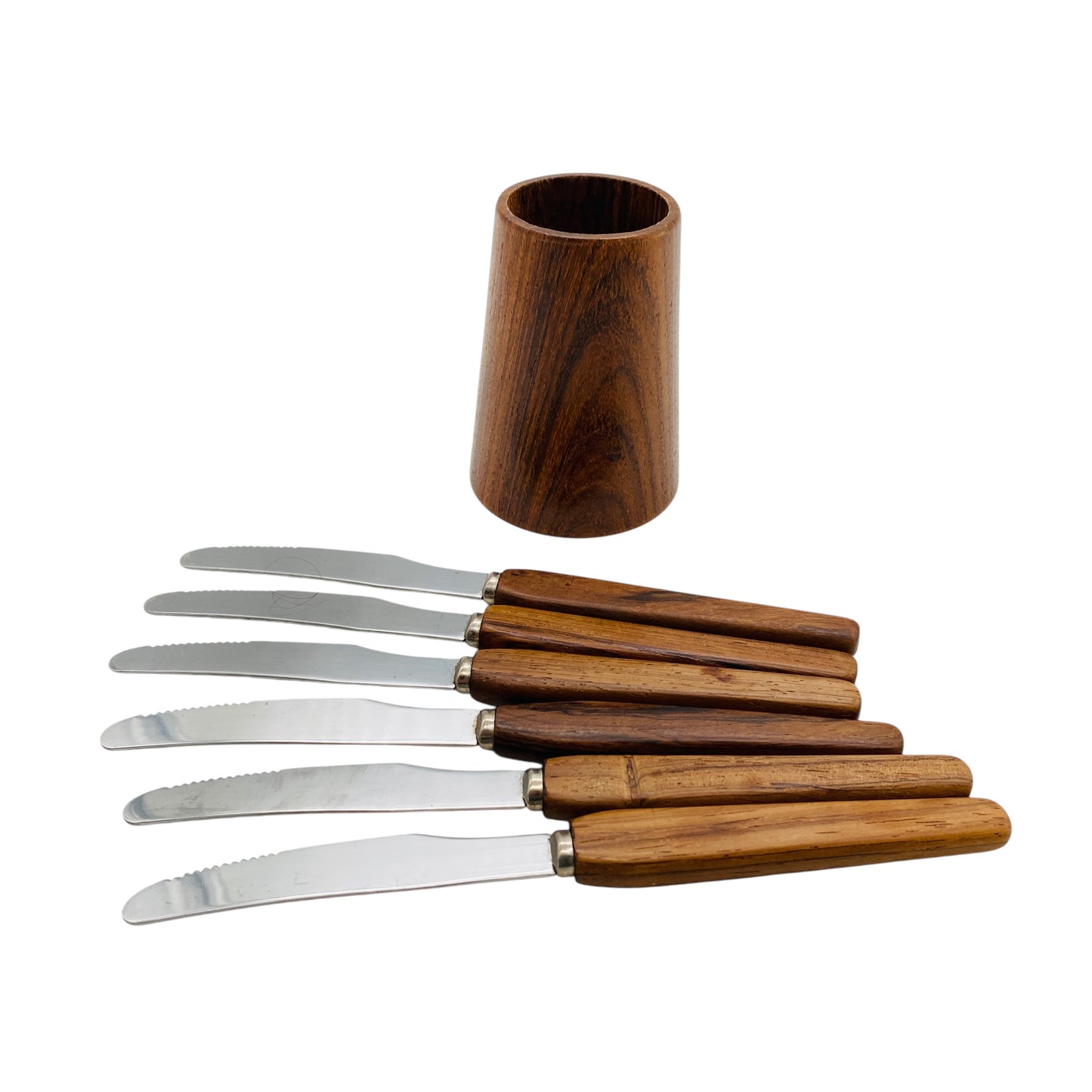 Mid Century Obstmesser Apfelmesser Orangenmesser 6er Set für Dessert Holzgriff