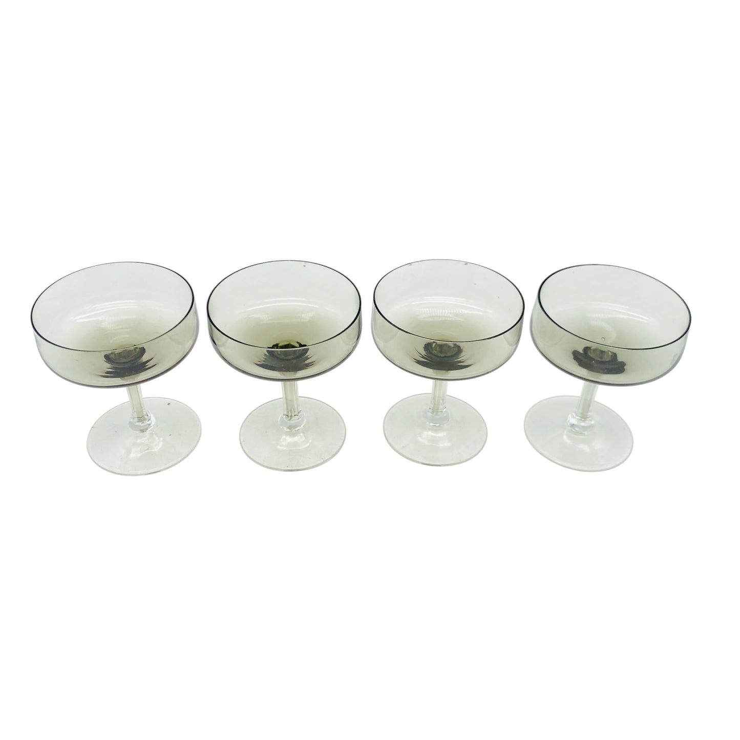 Mid Century Rauchglas Likörschalen Schnapsgläser 4er Set 50er 60er 70er Jahre Vintage Glas