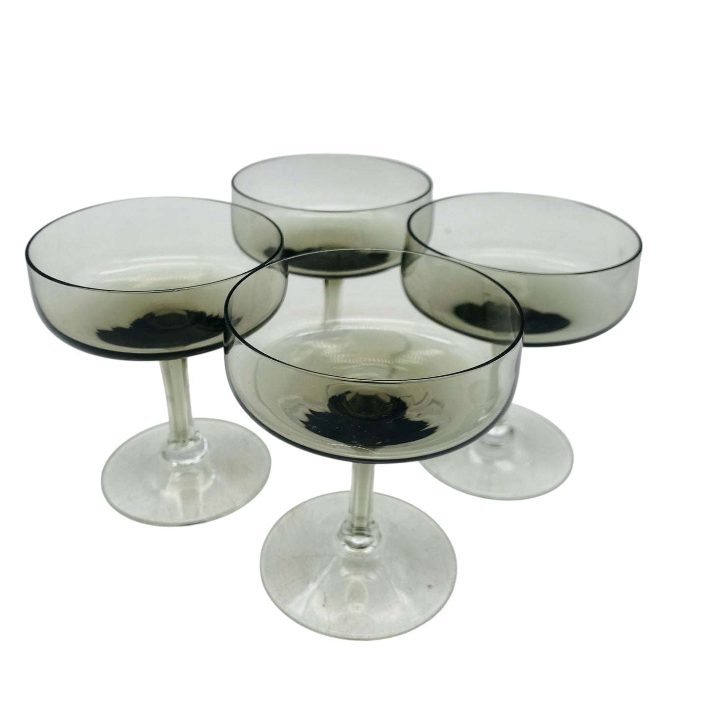 Mid Century Rauchglas Likörschalen Schnapsgläser 4er Set 50er 60er 70er Jahre Vintage Glas