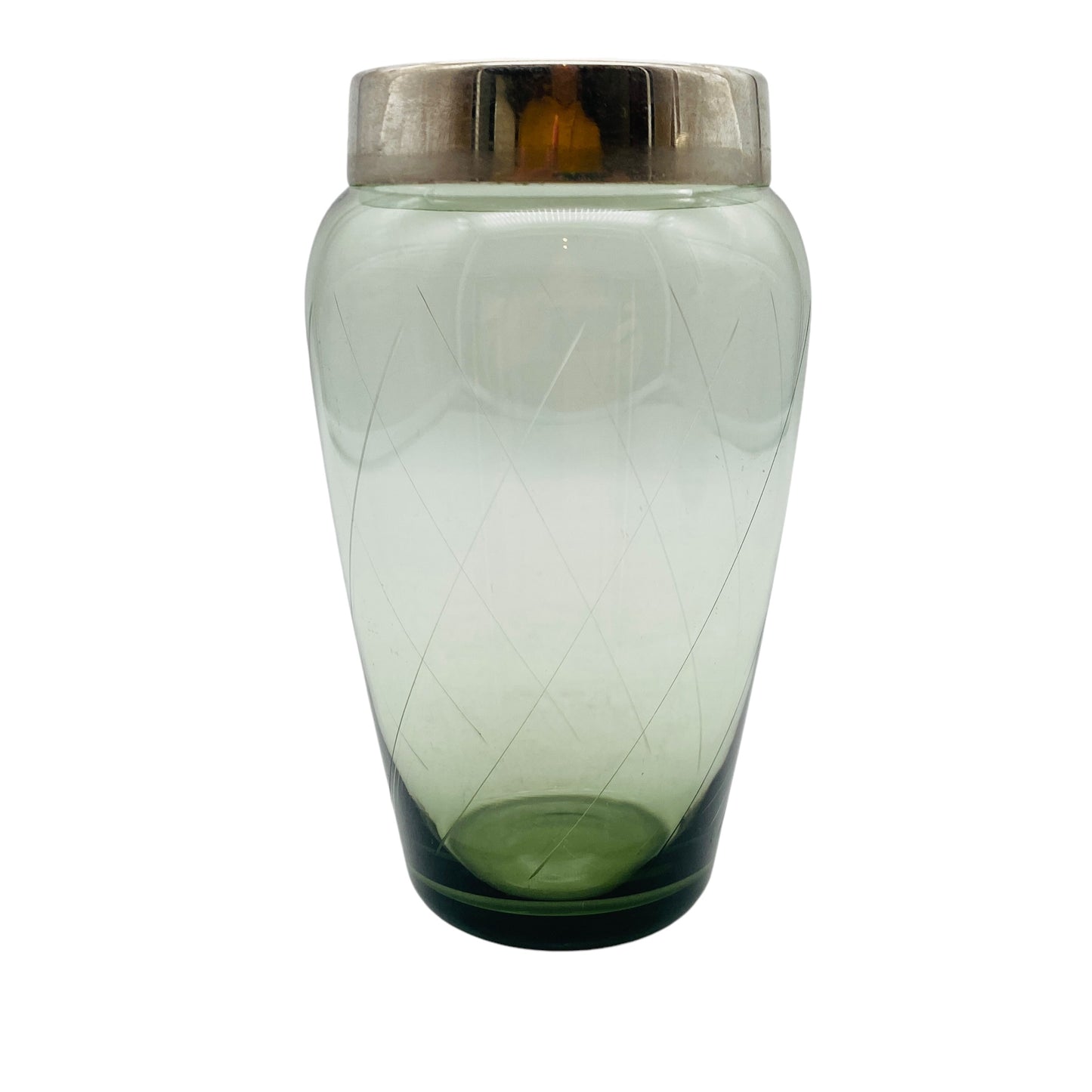 Mid Century Rauchglas Vase beschliffen 50er 60er Jahre