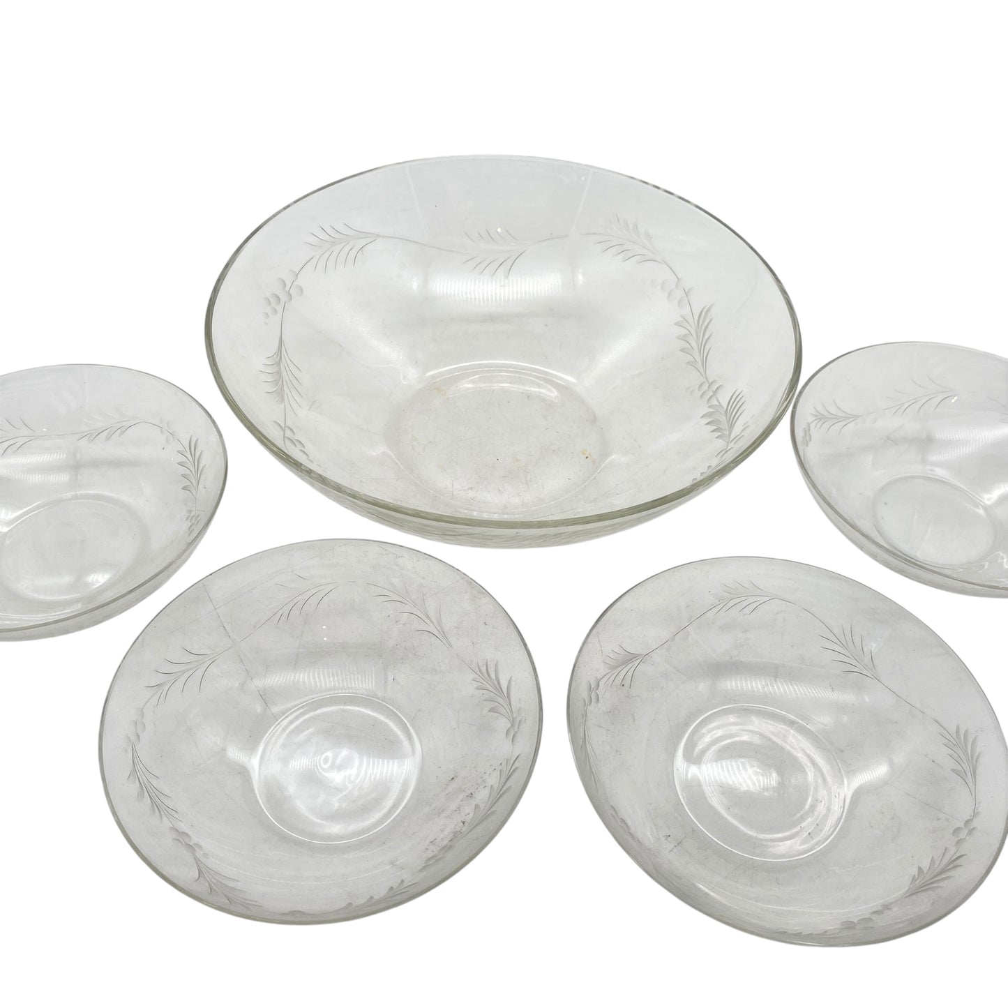Mid Century Schalen Set Dessertschalen Glas beschliffen 50er 60er Jahre Haushalt