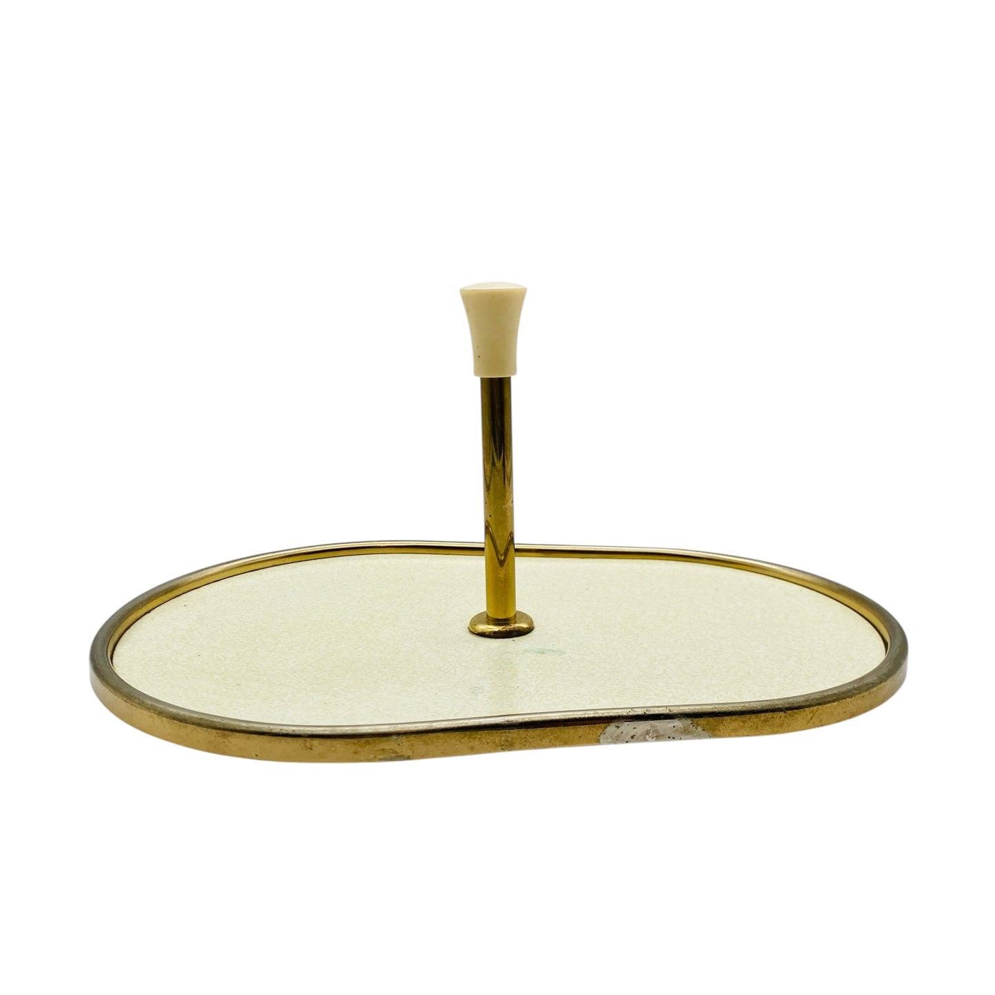Mid Century Tablett für Schnapsgläser Dekoration 50er 60er Jahre Hausbar Messing beige