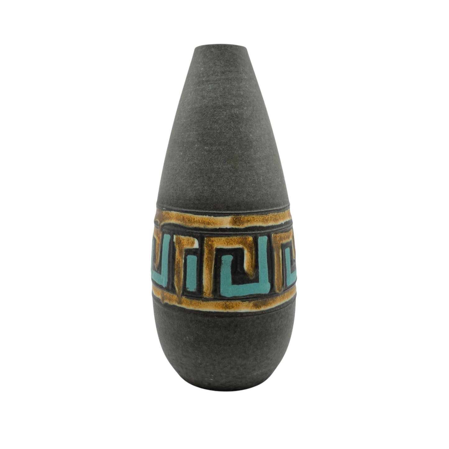 Mid Century Vase 50er 60er Jahre Nr 488/26 braun türkis Ornament Deko