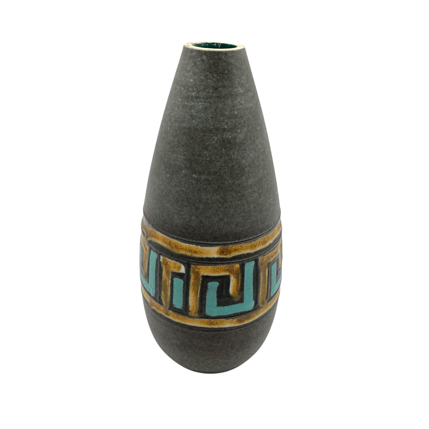 Mid Century Vase 50er 60er Jahre Nr 488/26 braun türkis Ornament Deko