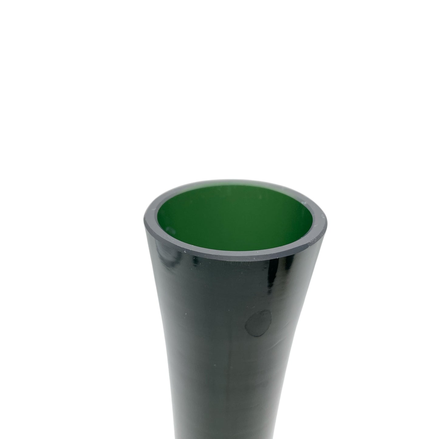Mid Century Vase Glas grün olivegrün geschliffene Öffnung 60er 70er Jahre Dekoration