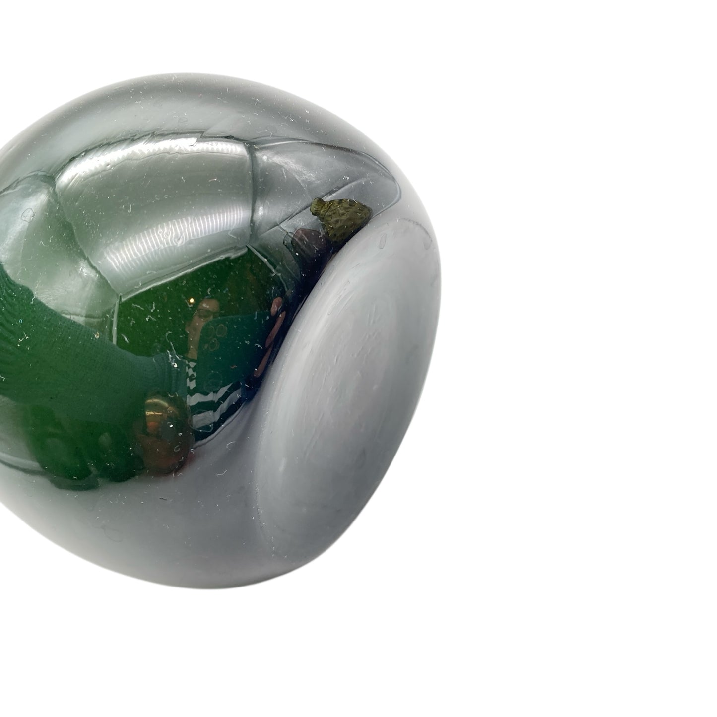 Mid Century Vase Glas grün olivegrün geschliffene Öffnung 60er 70er Jahre Dekoration