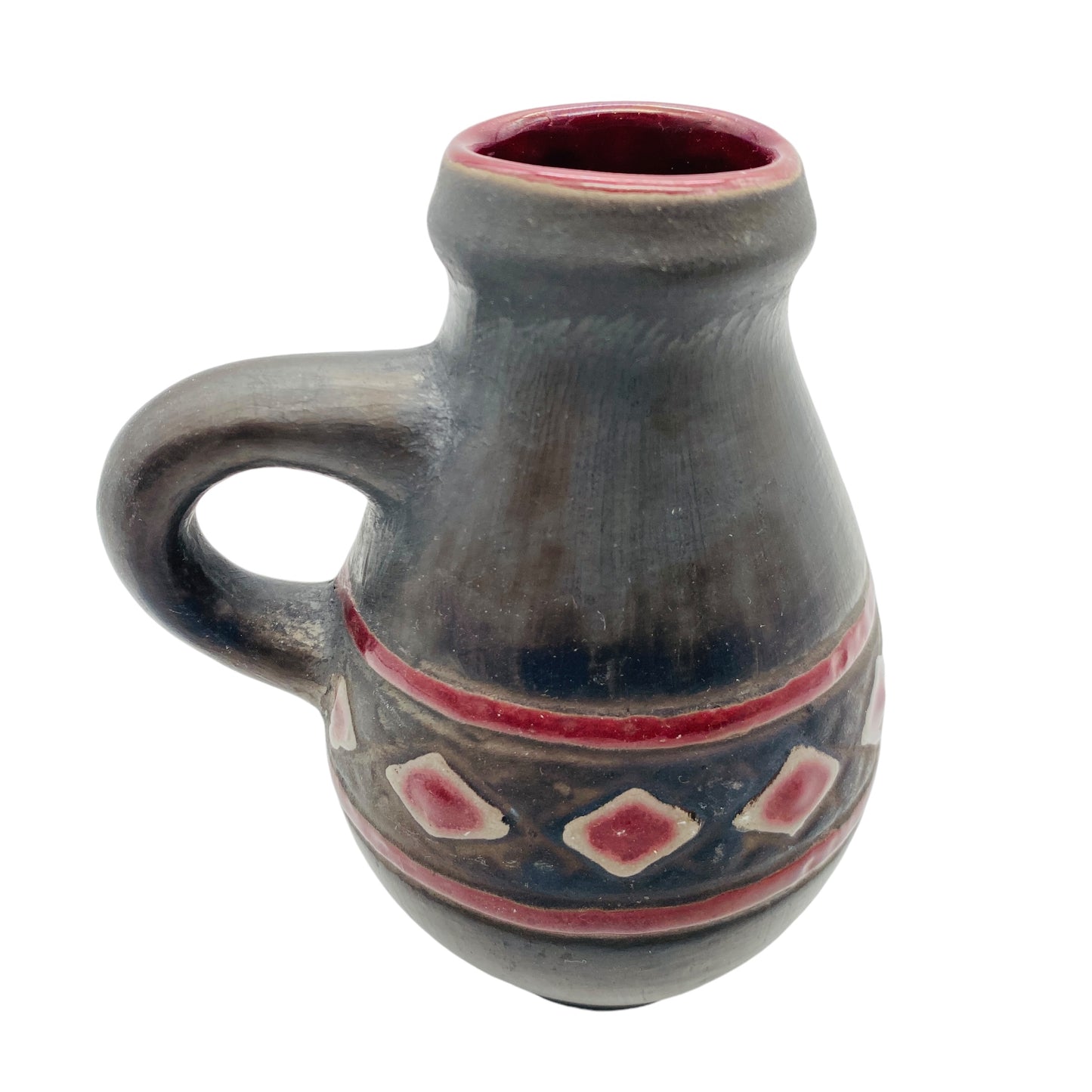 Mid Century Vase Keramik braun Rauten Dekor 60er 70er Jahre