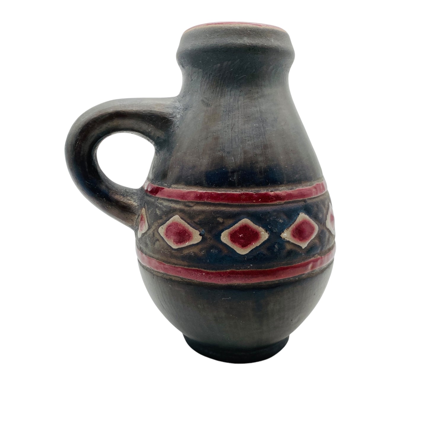 Mid Century Vase Keramik braun Rauten Dekor 60er 70er Jahre