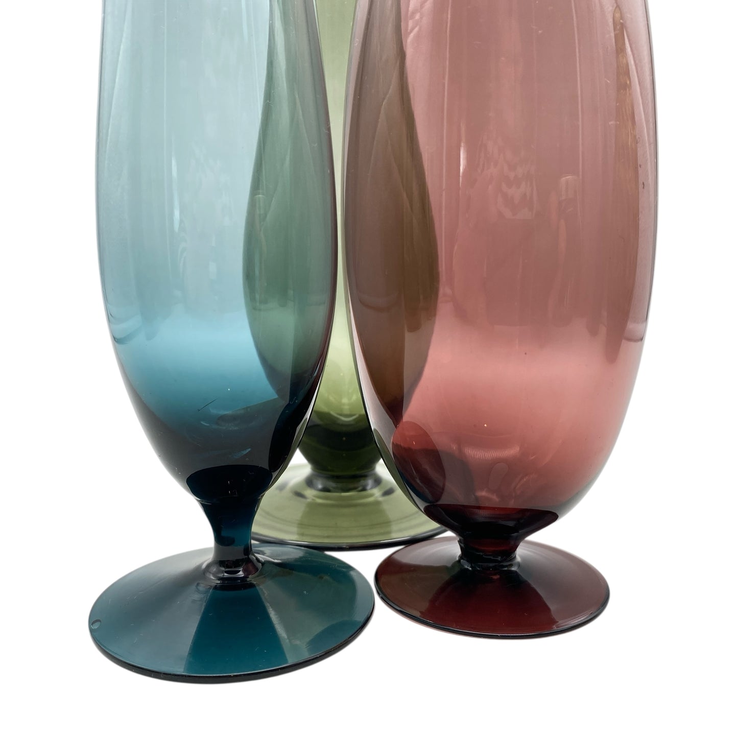 Mid Century Vasenset Rauchglas blau lila Glasvasen 50er 60er Jahre Vasen
