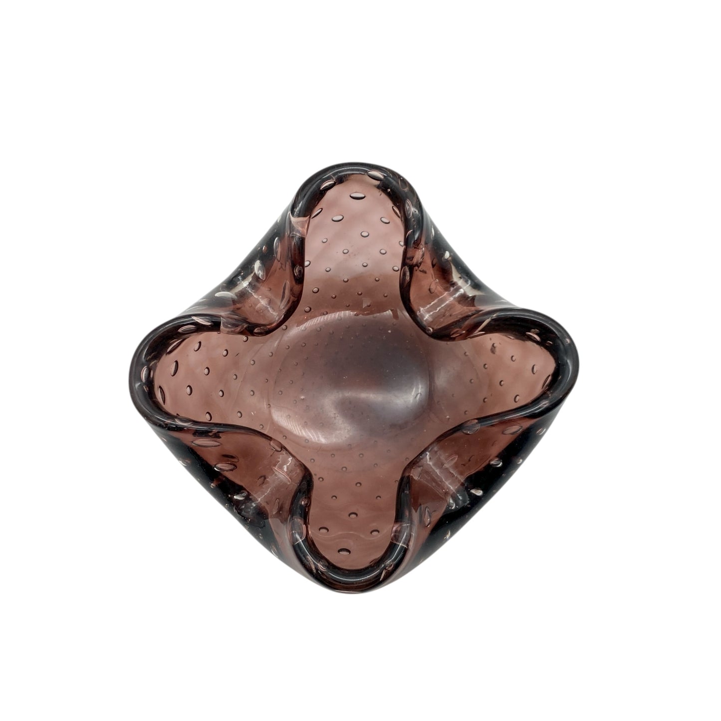 Murano Glas Ascher lila Amethyst Aschenbecher Schale Luftblasen 60er 70er Jahre Vintage Deko