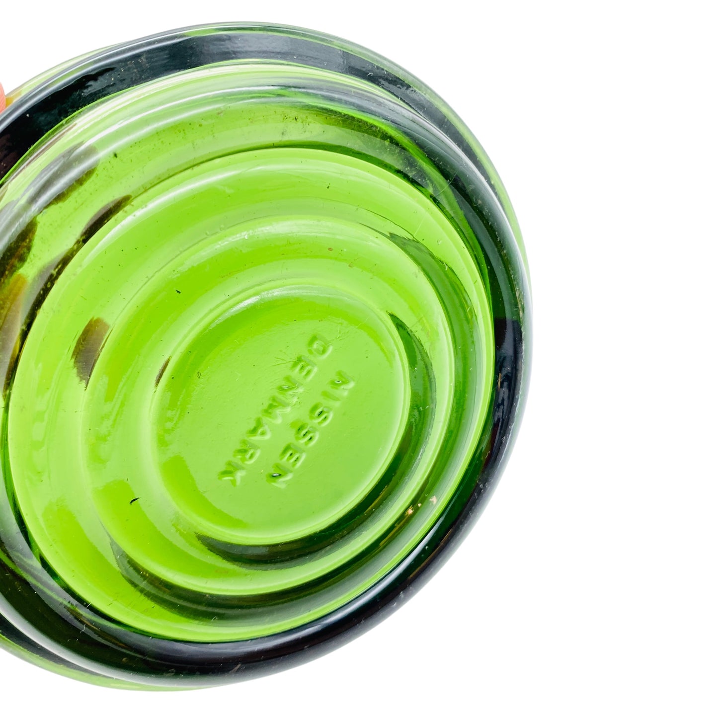 Nissen Denmark Schale Glas grün Teller Holz mit Löffel 60er 70er Dekoration