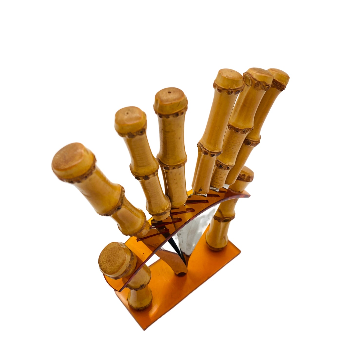 Obstmesser Messer Set Solingen im Halter Bambus Mid Century 60er 70er Jahre