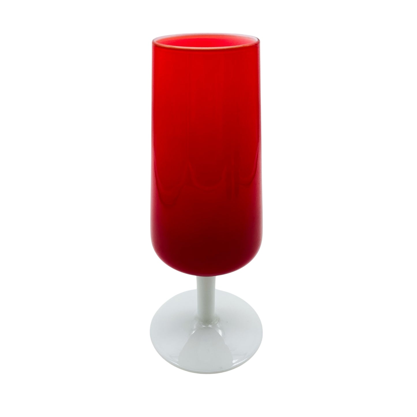 Opaline Vase rot weiß 60er 70er Jahre Glas Italien Überfang Dekoration Vintage