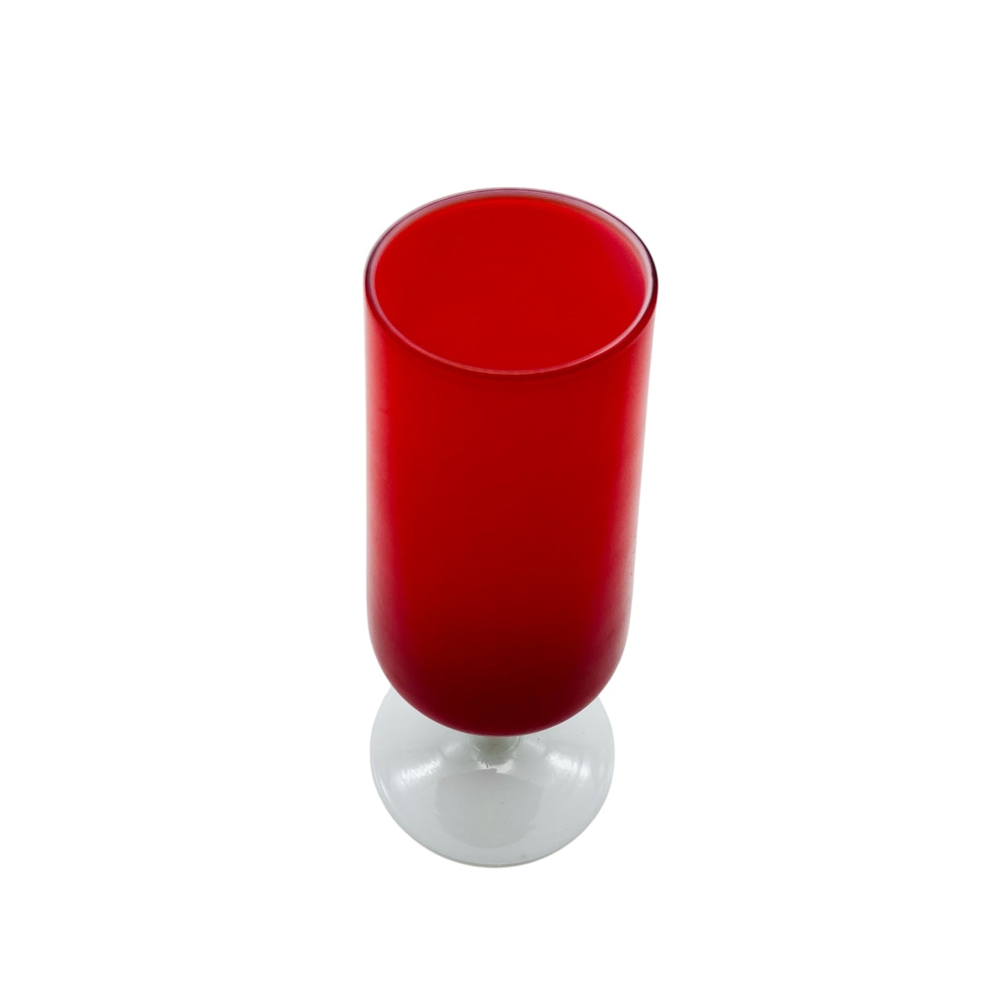 Opaline Vase rot weiß 60er 70er Jahre Glas Italien Überfang Dekoration Vintage