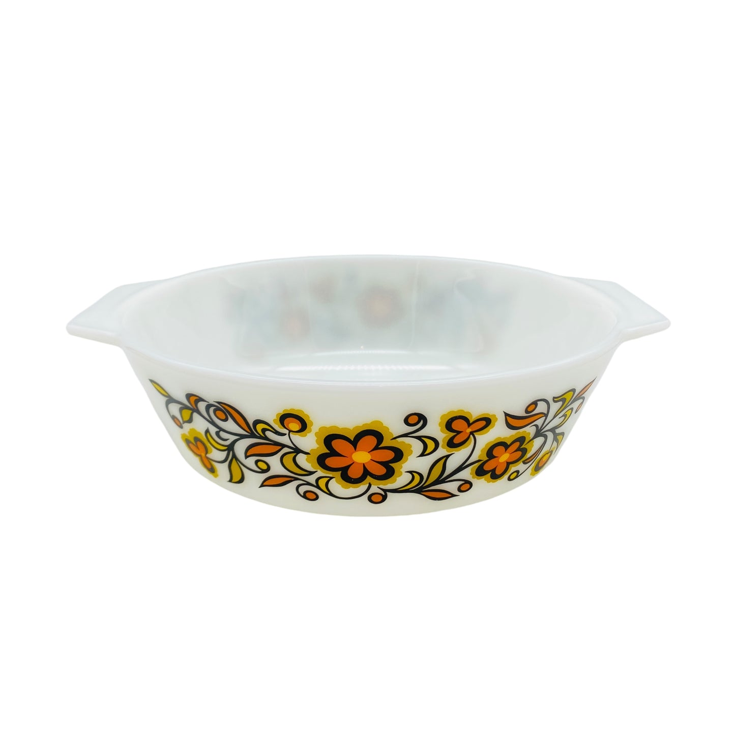 PYREX England Auflaufform Backform Glas weiss mit Deckel 70er Jahre D 20 cm