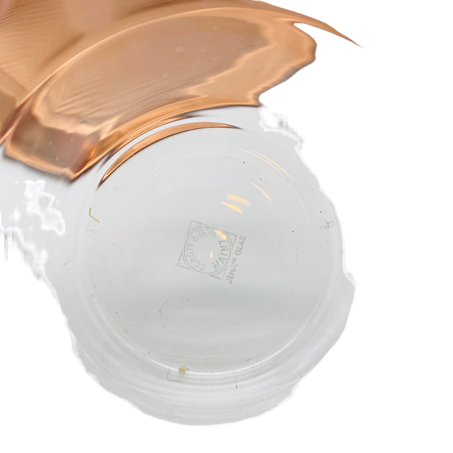 Paar Teetassen Mid Century Glas Kupfer mit Tablett Vintage 60er Jahre