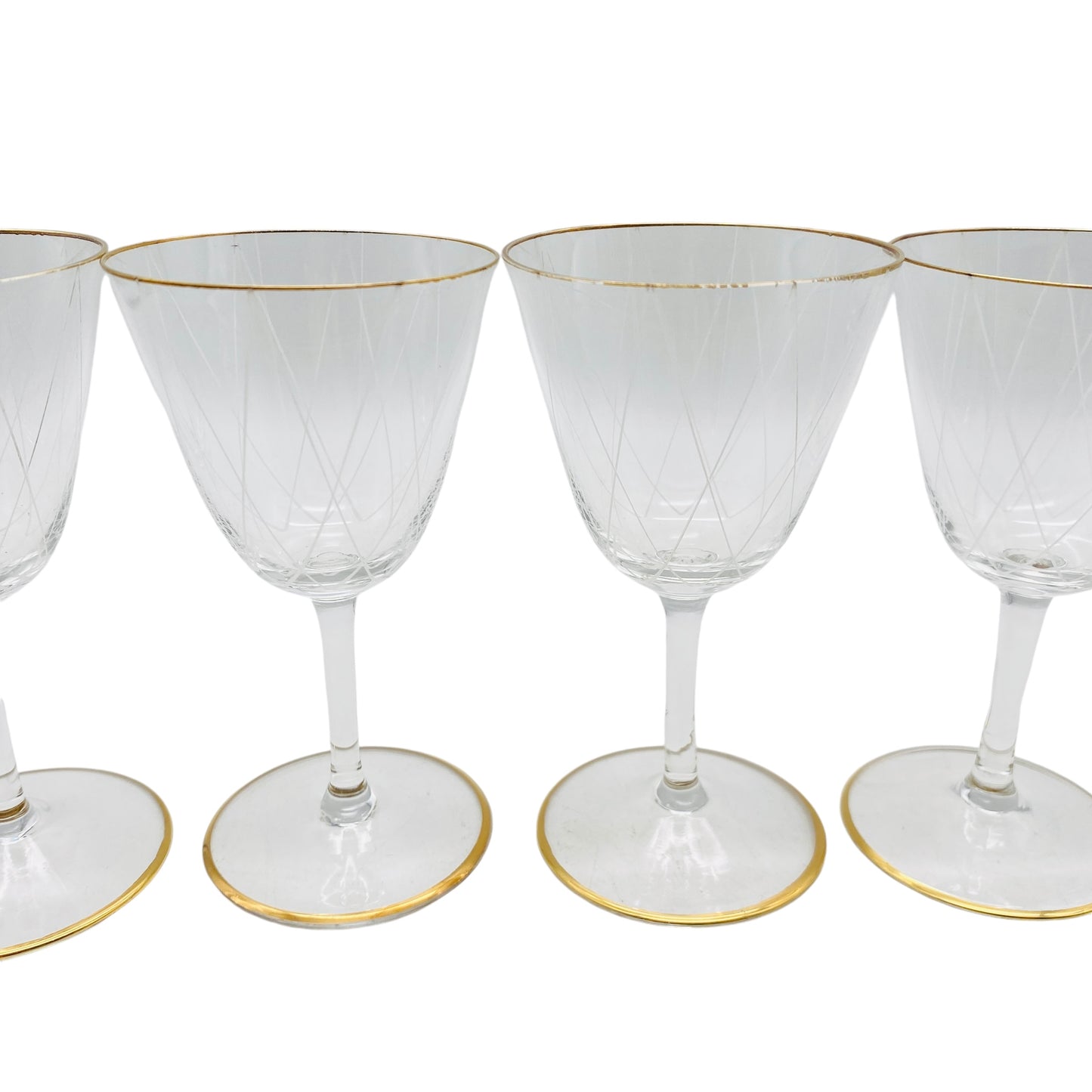 Poschinger Likörgläser 5er Set Goldrand Emaille Dekor Rauten 50er 60er Gläser