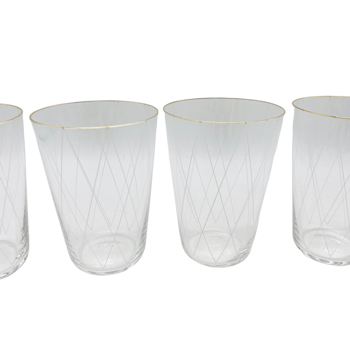 Poschinger Wassergläser 4er Set Goldrand Emaille Dekor Rauten 50er 60er Gläser