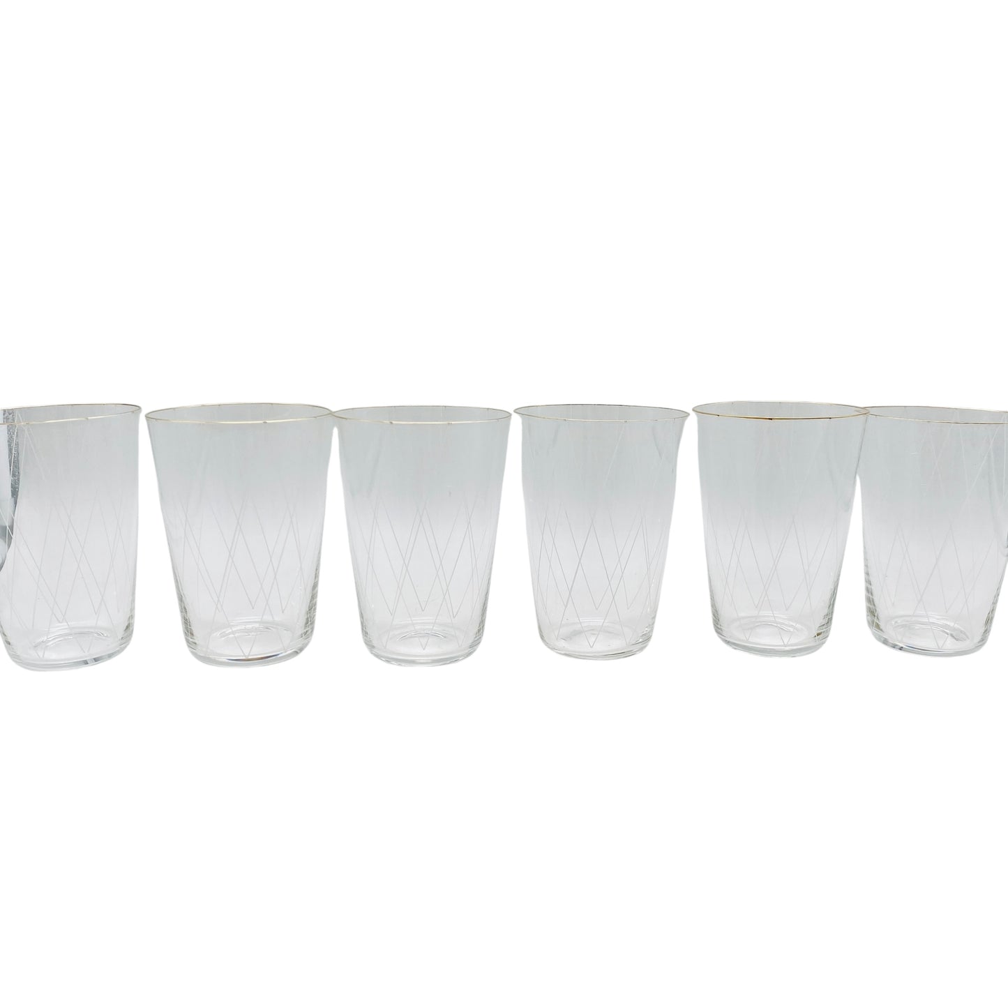 Poschinger Wassergläser 6er Set Goldrand Emaille Dekor Rauten 50er 60er Gläser