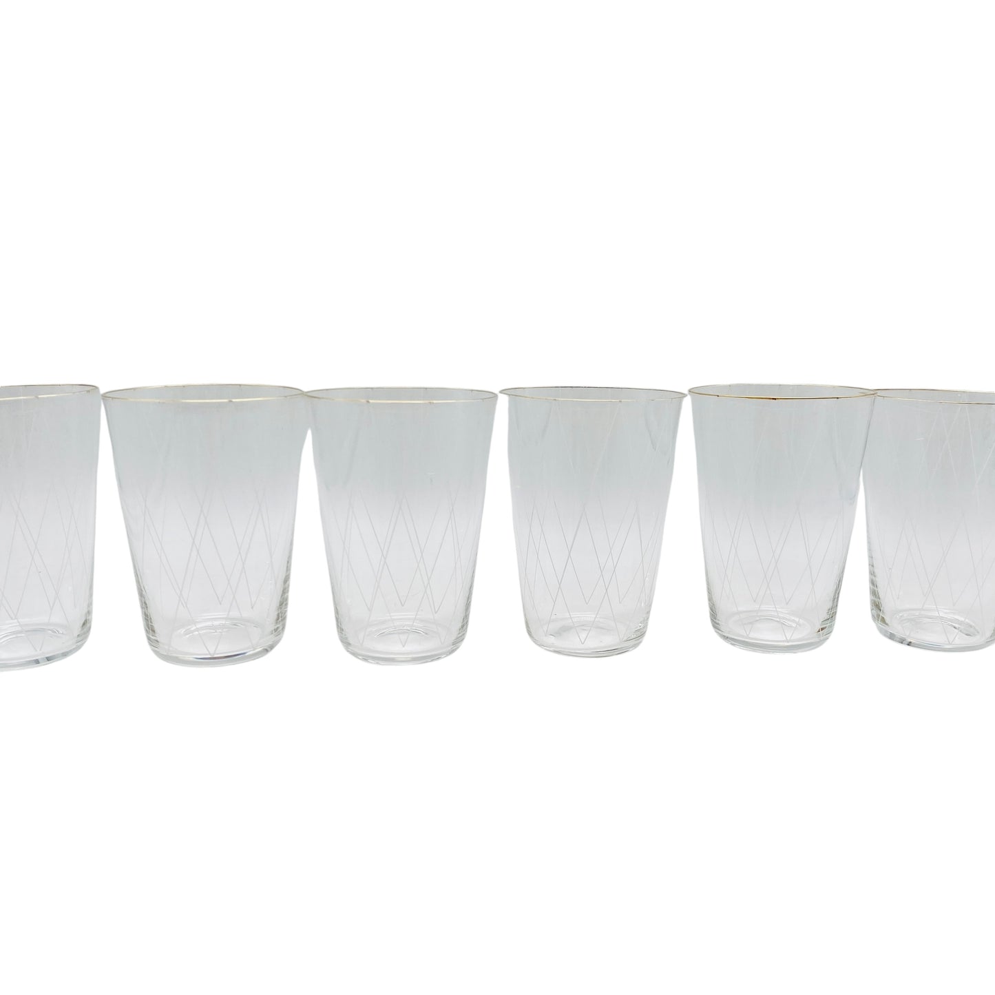 Poschinger Wassergläser 6er Set Goldrand Emaille Dekor Rauten 50er 60er Gläser