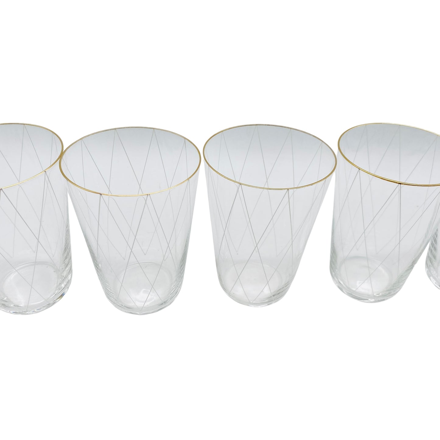 Poschinger Wassergläser 6er Set Goldrand Emaille Dekor Rauten 50er 60er Gläser