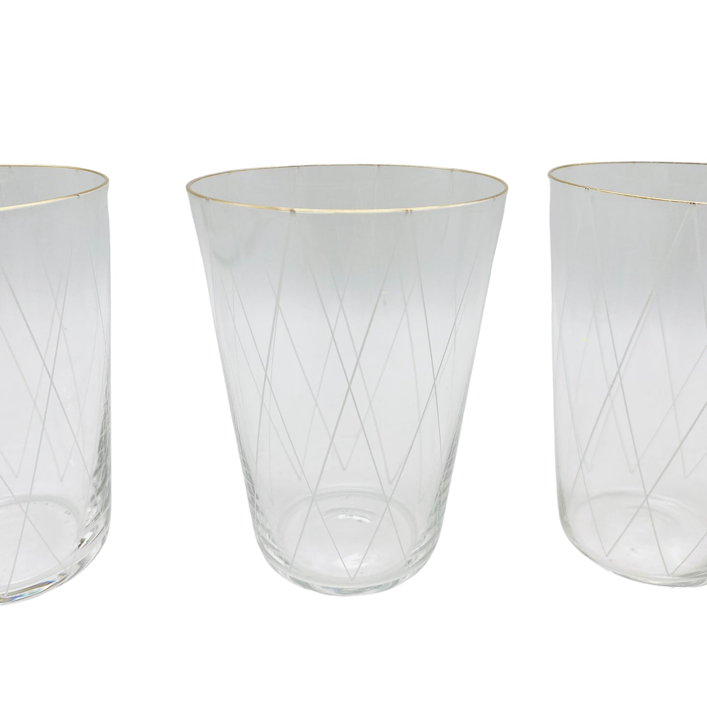 Poschinger Wassergläser 6er Set Goldrand Emaille Dekor Rauten 50er 60er Gläser