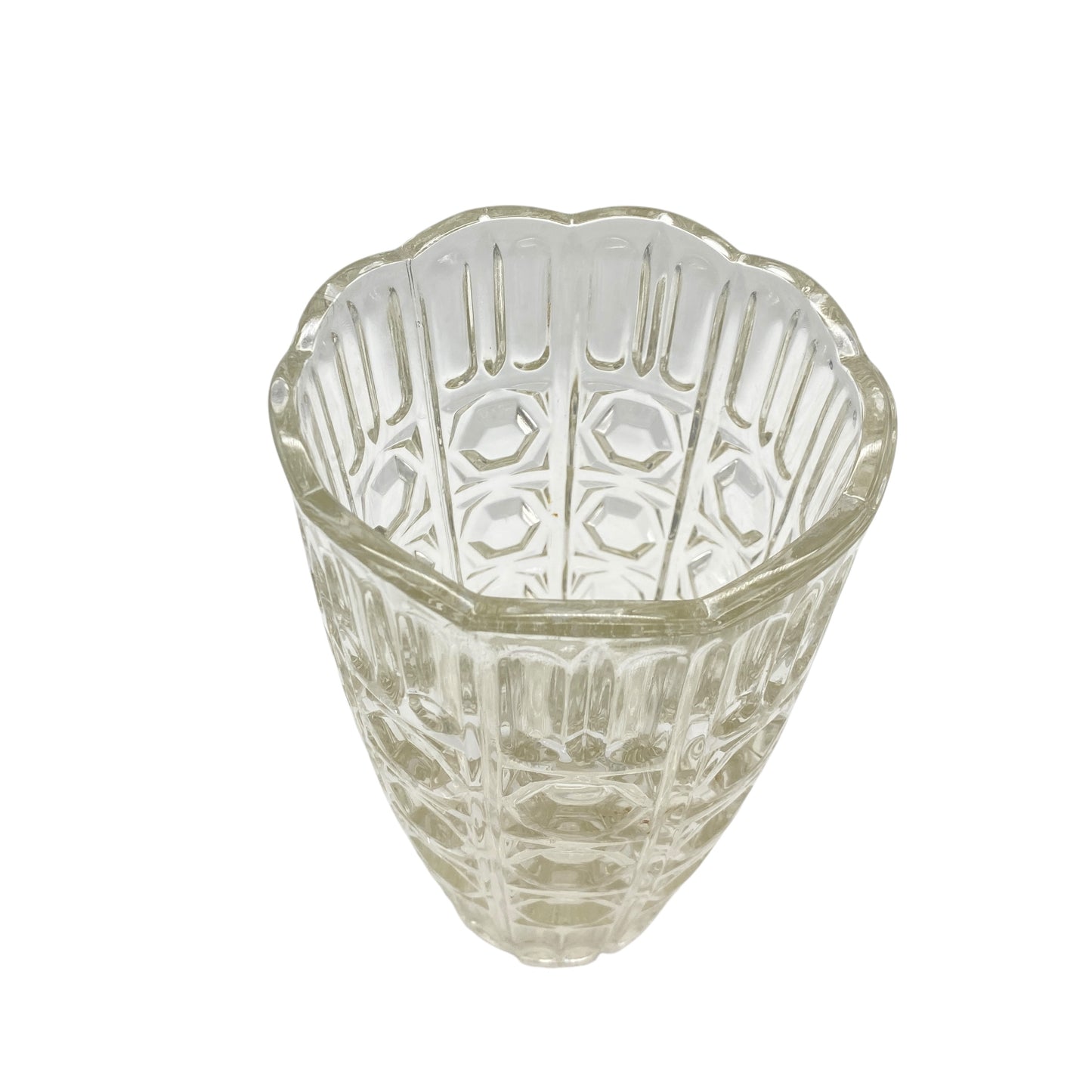 Pressglas Vase Vintage 60er 70er Jahre 23 cm transparent Dekoration Glas