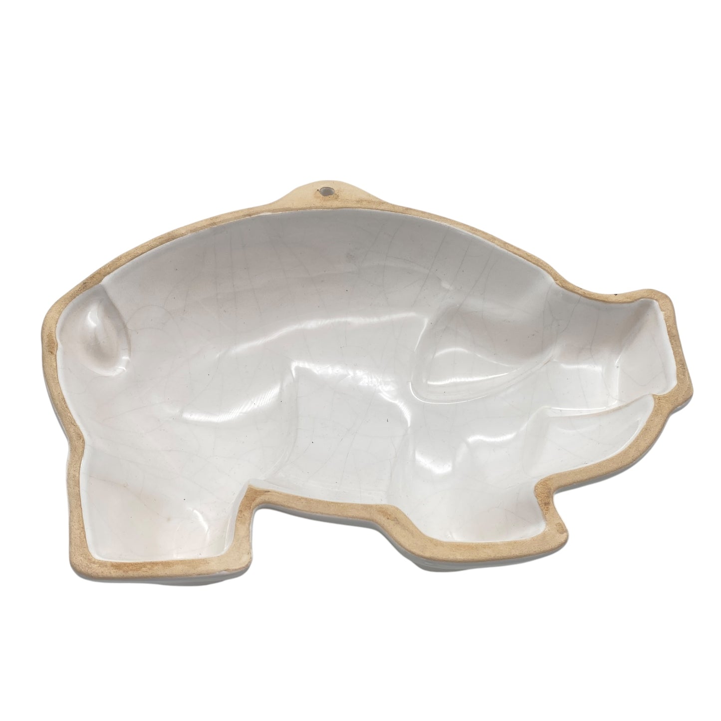 Puddingform Keramik weiß Schwein Sau Glücksschwein 50er 60er 70er Backform Vintage