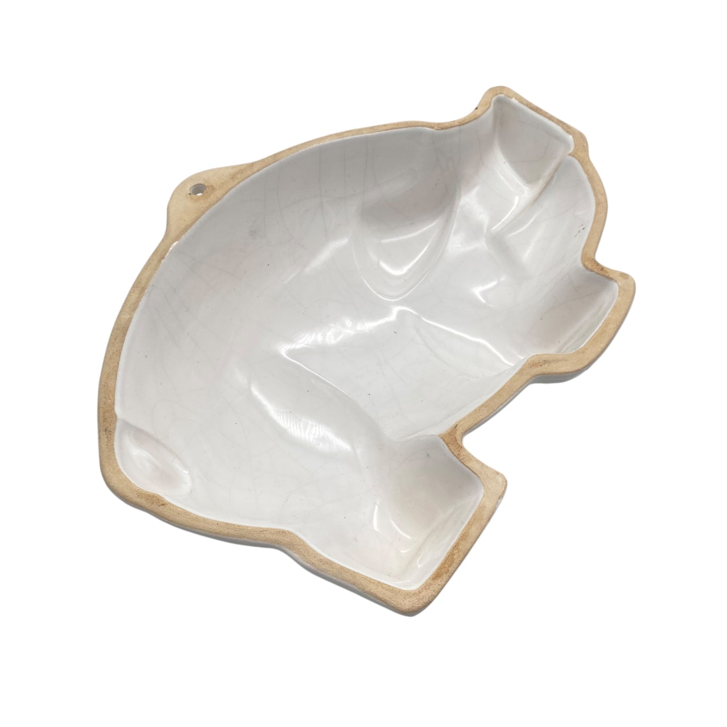 Puddingform Keramik weiß Schwein Sau Glücksschwein 50er 60er 70er Backform Vintage