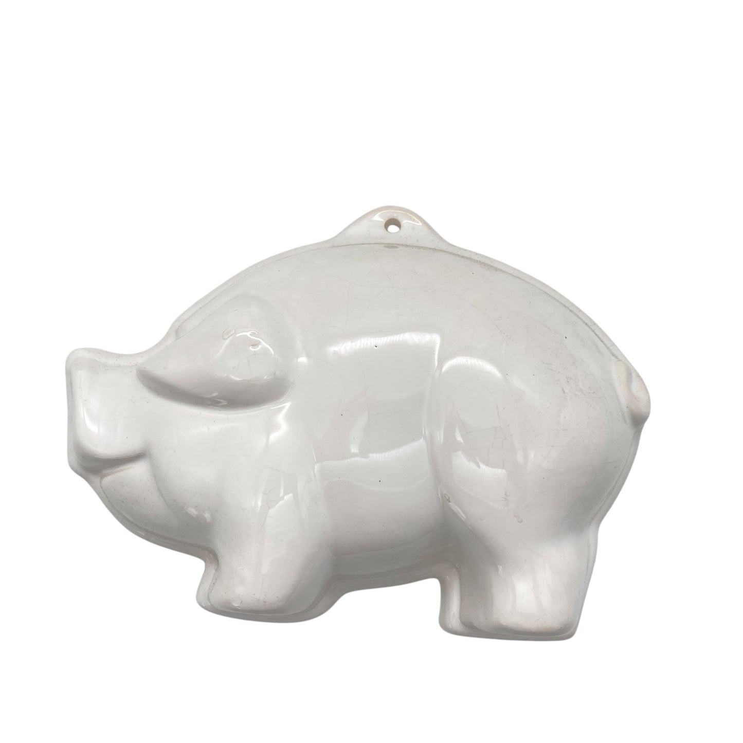 Puddingform Keramik weiß Schwein Sau Glücksschwein 50er 60er 70er Backform Vintage