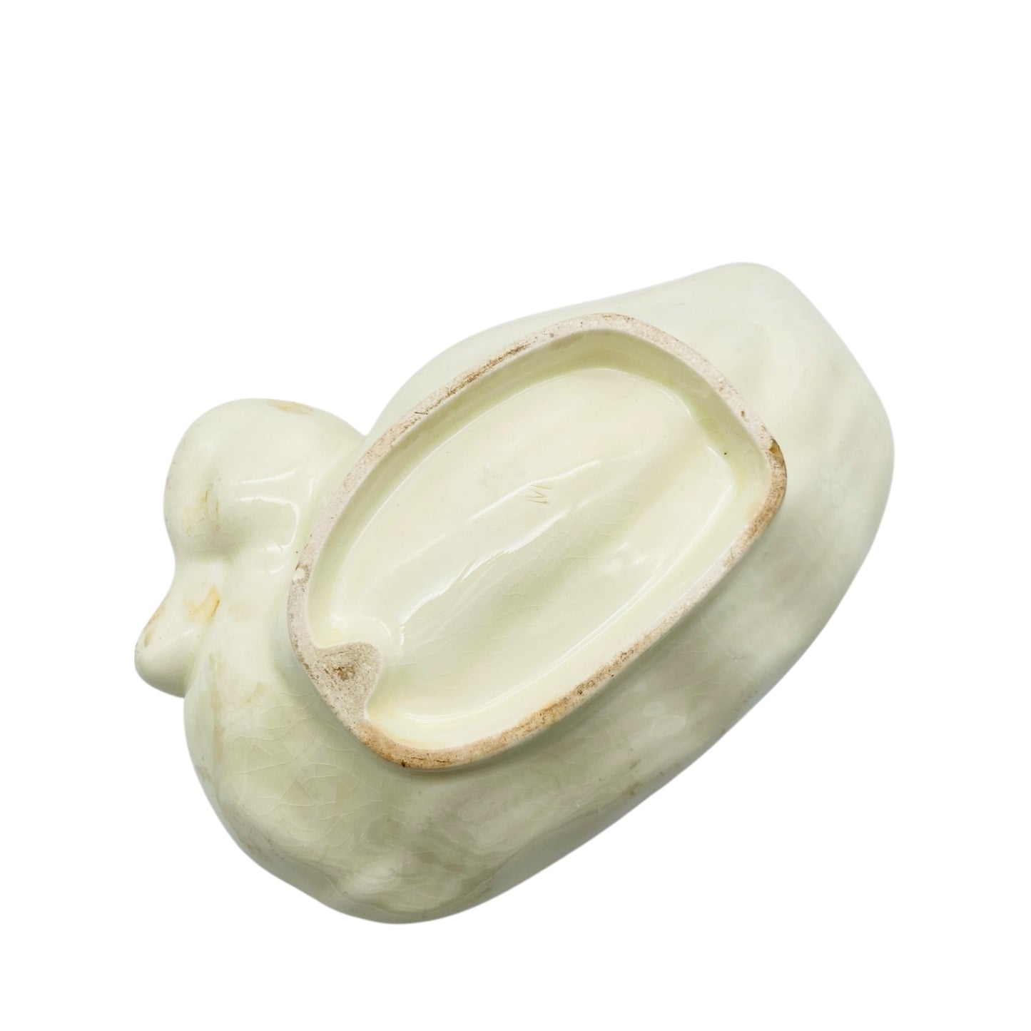 Puddingform Keramik weiß creme Ente schwimmend 50er 60er Backform Vintage Dekoration