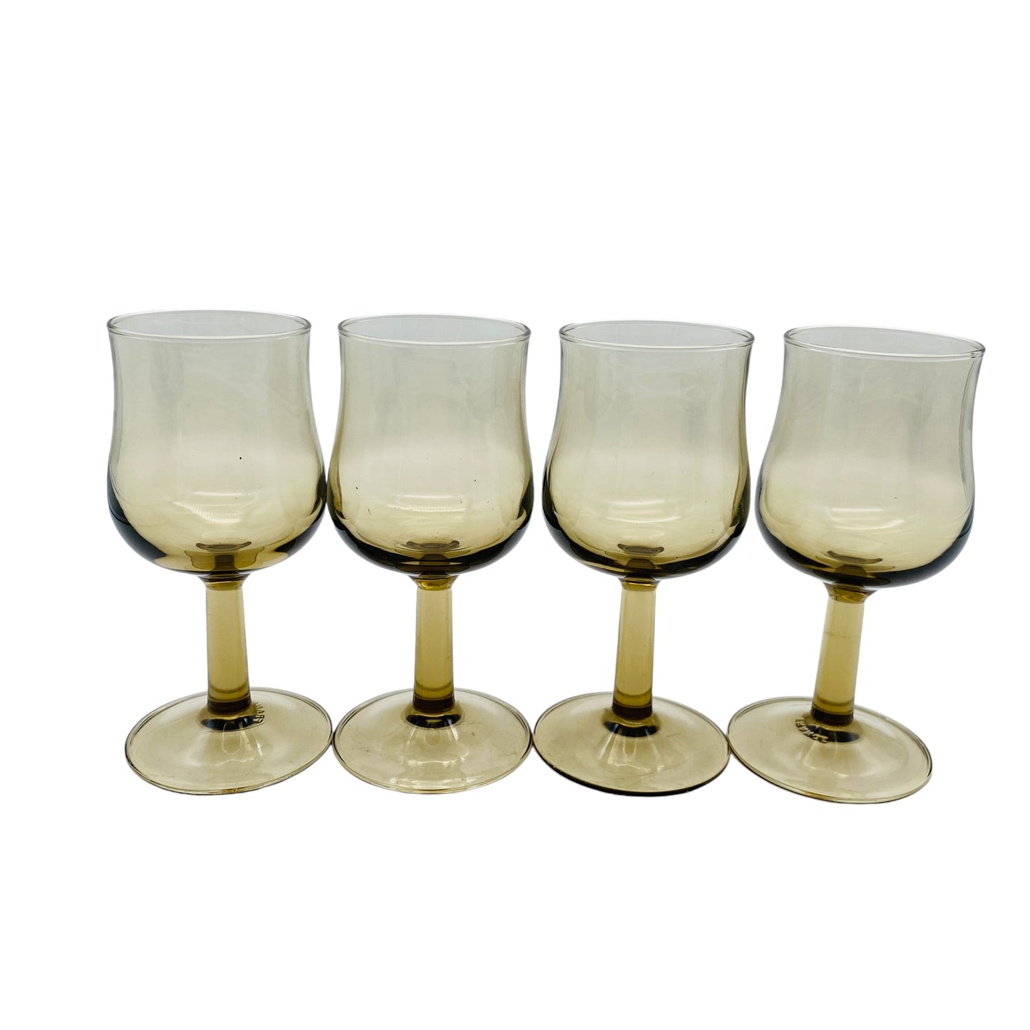Rauchglas Likörgläser aus Frankreich 4er Set bronze braun Gläser Glas 70er 80er