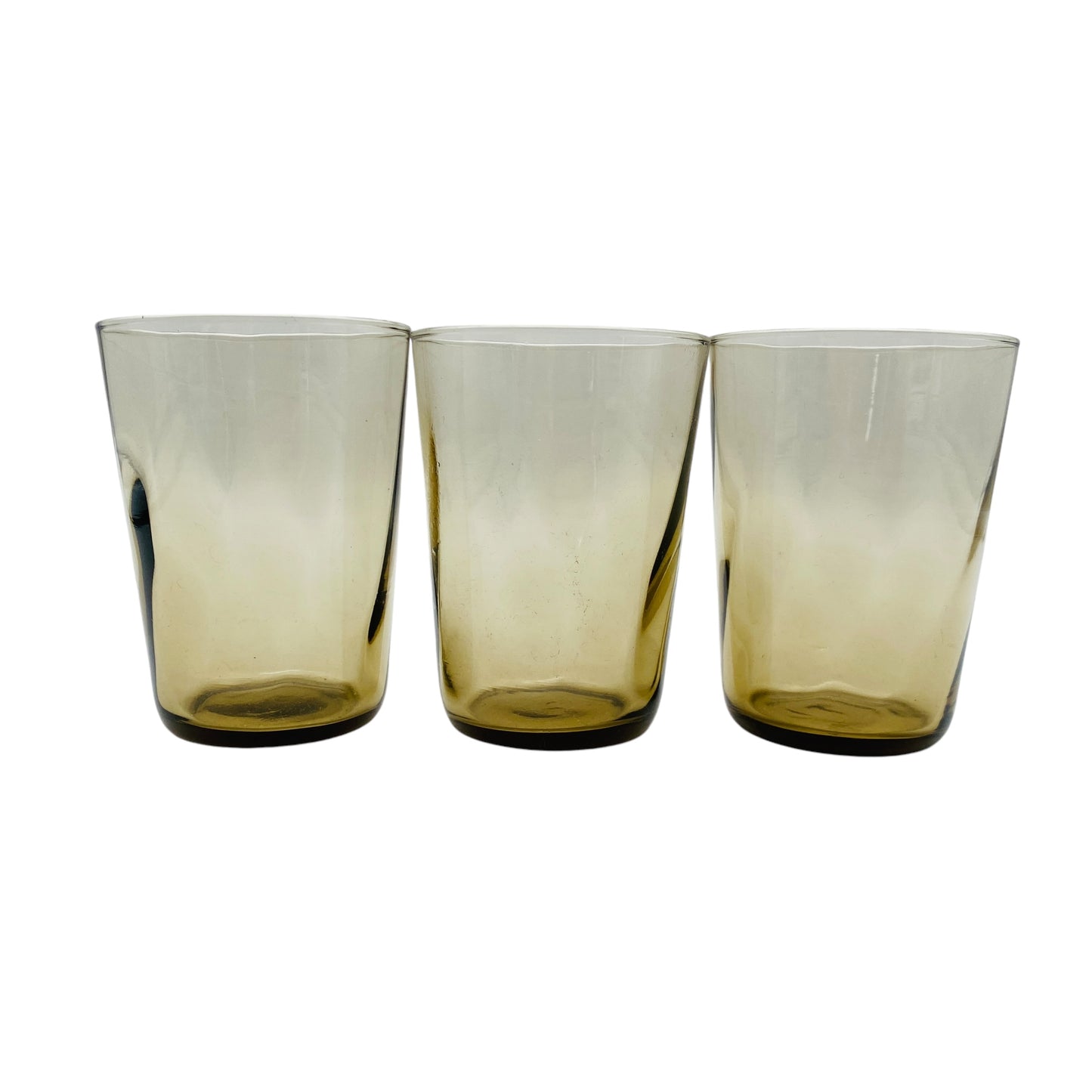 Rauchglas Wassergläser 3er Set bronze braun Gläser Glas 1970er 1980er Jahre