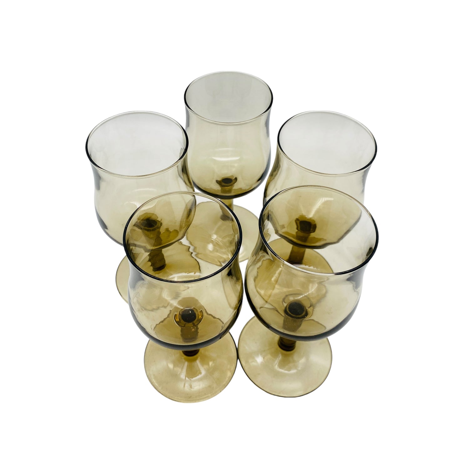 Rauchglas Weingläser aus Frankreich 5er Set bronze braun Gläser Glas 70er 80er