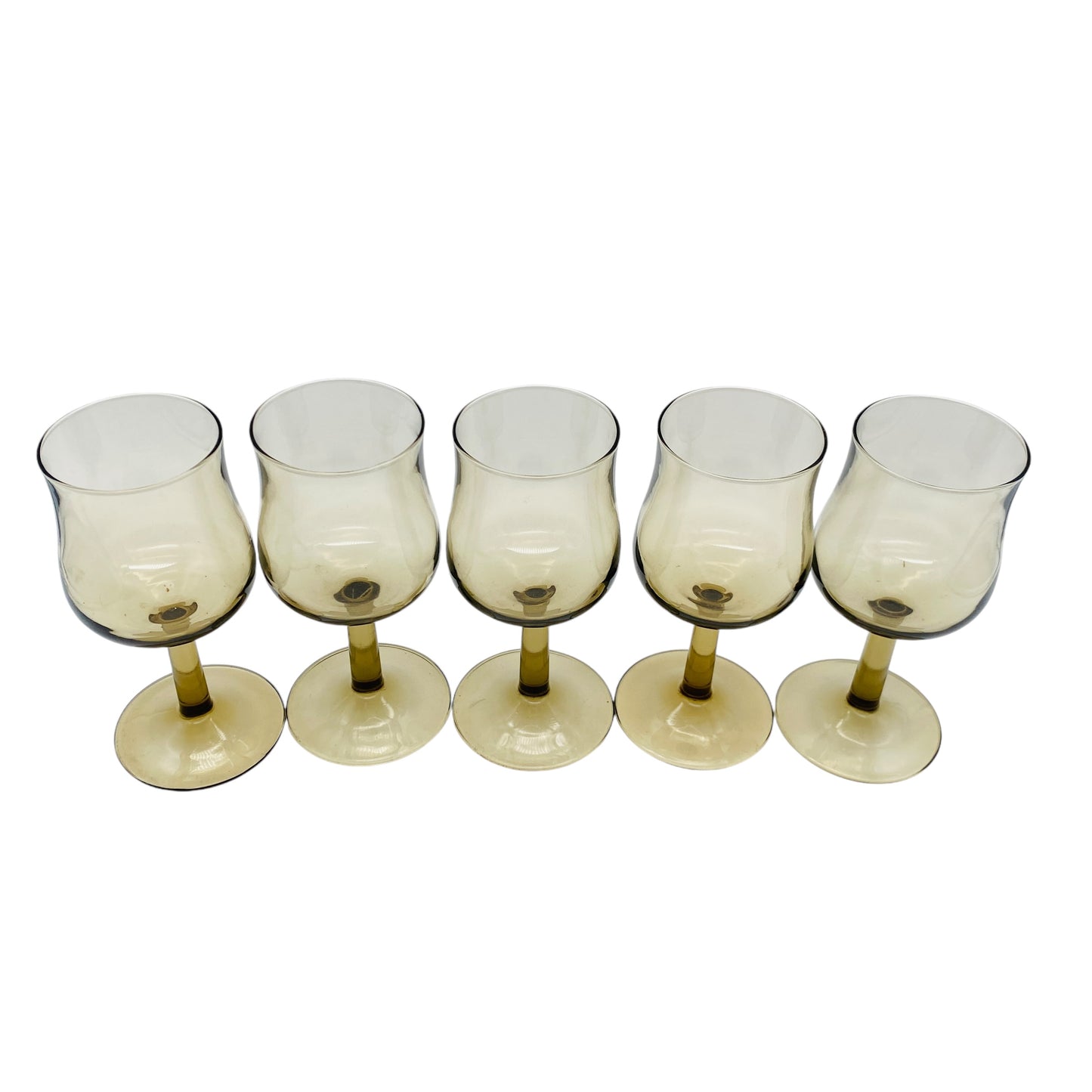 Rauchglas Weingläser aus Frankreich 5er Set bronze braun Gläser Glas 70er 80er