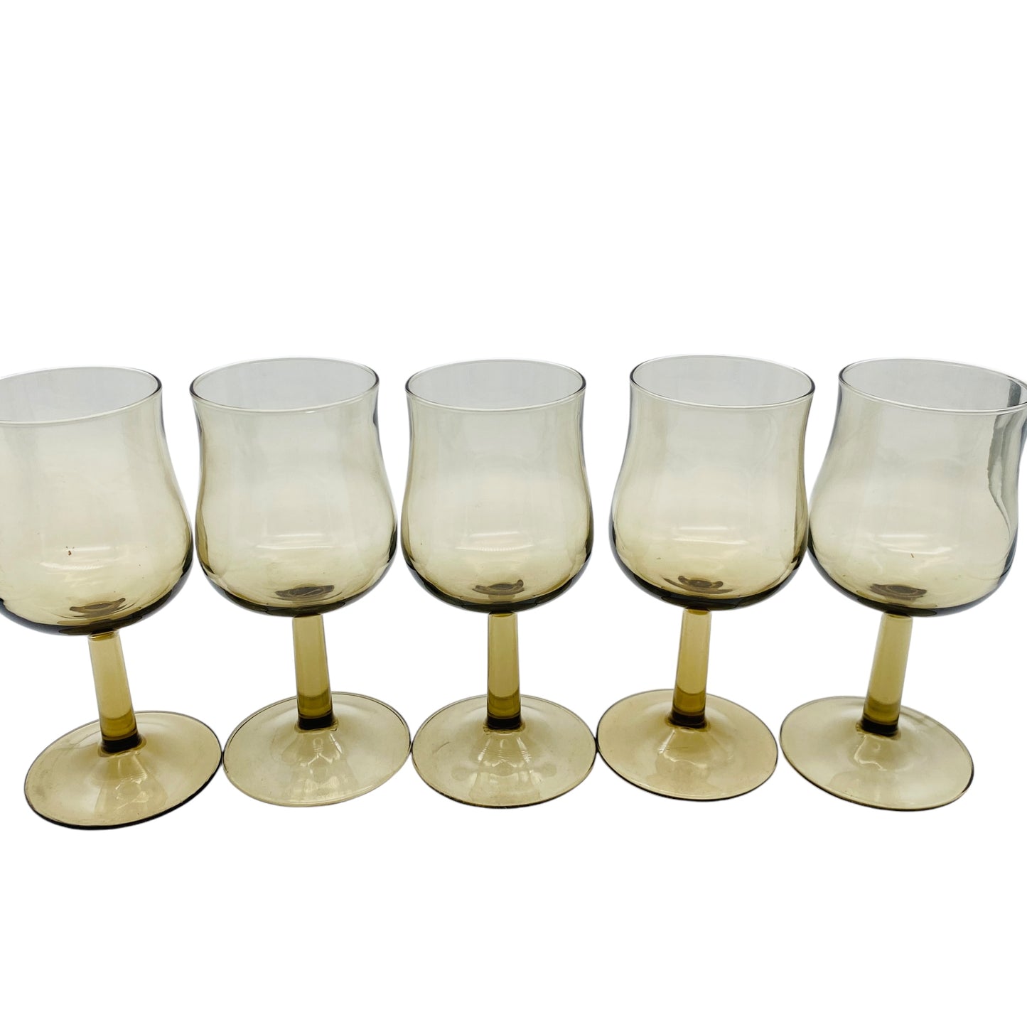 Rauchglas Weingläser aus Frankreich 5er Set bronze braun Gläser Glas 70er 80er